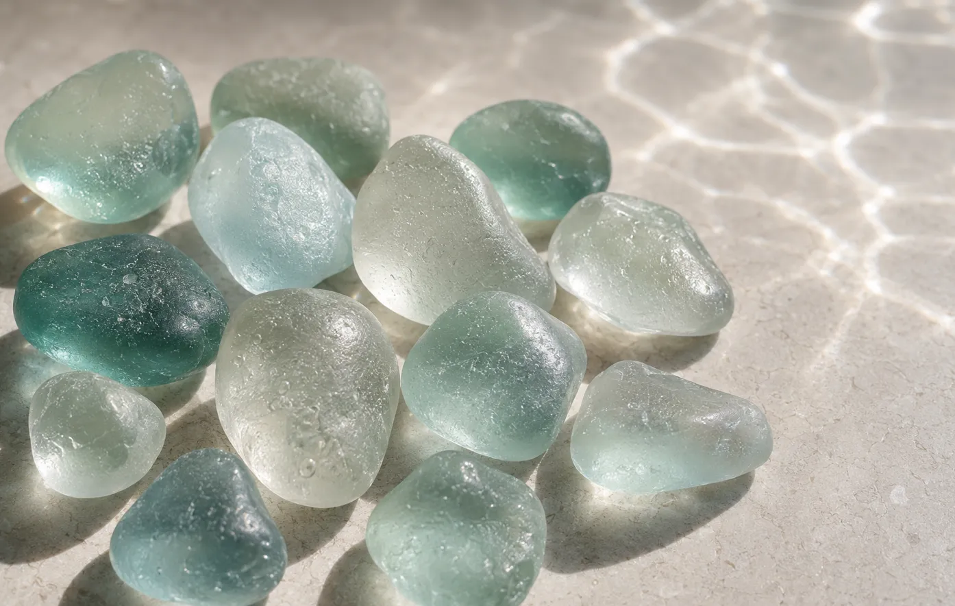 Sea glass photographed from above