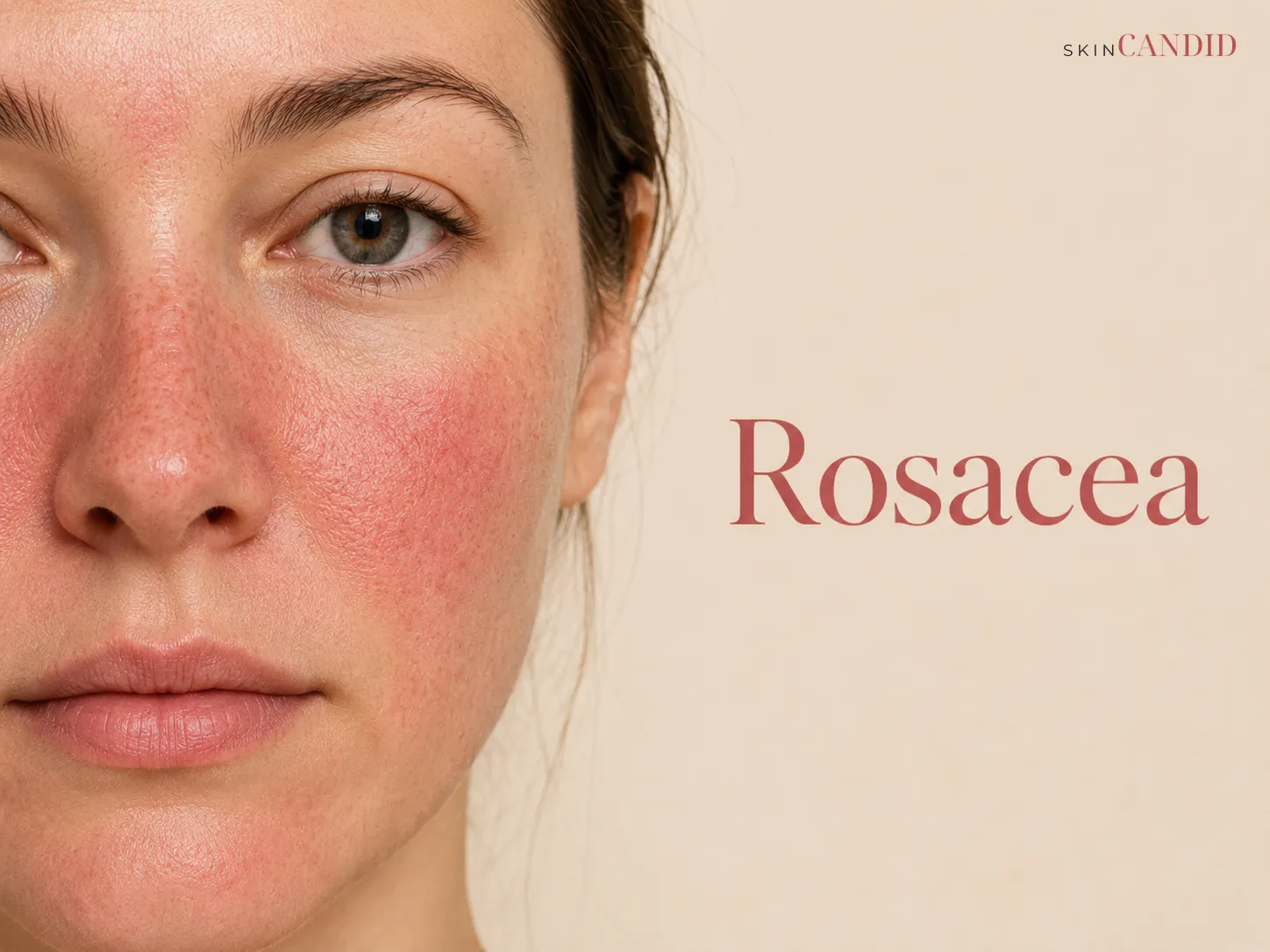 Central face with persistent redness across the cheeks and nose, shown with natural skin texture.